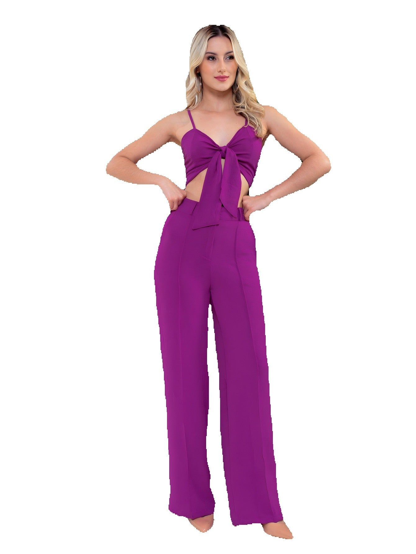 Conjunto feminino regata de alcinho calça pantalona
