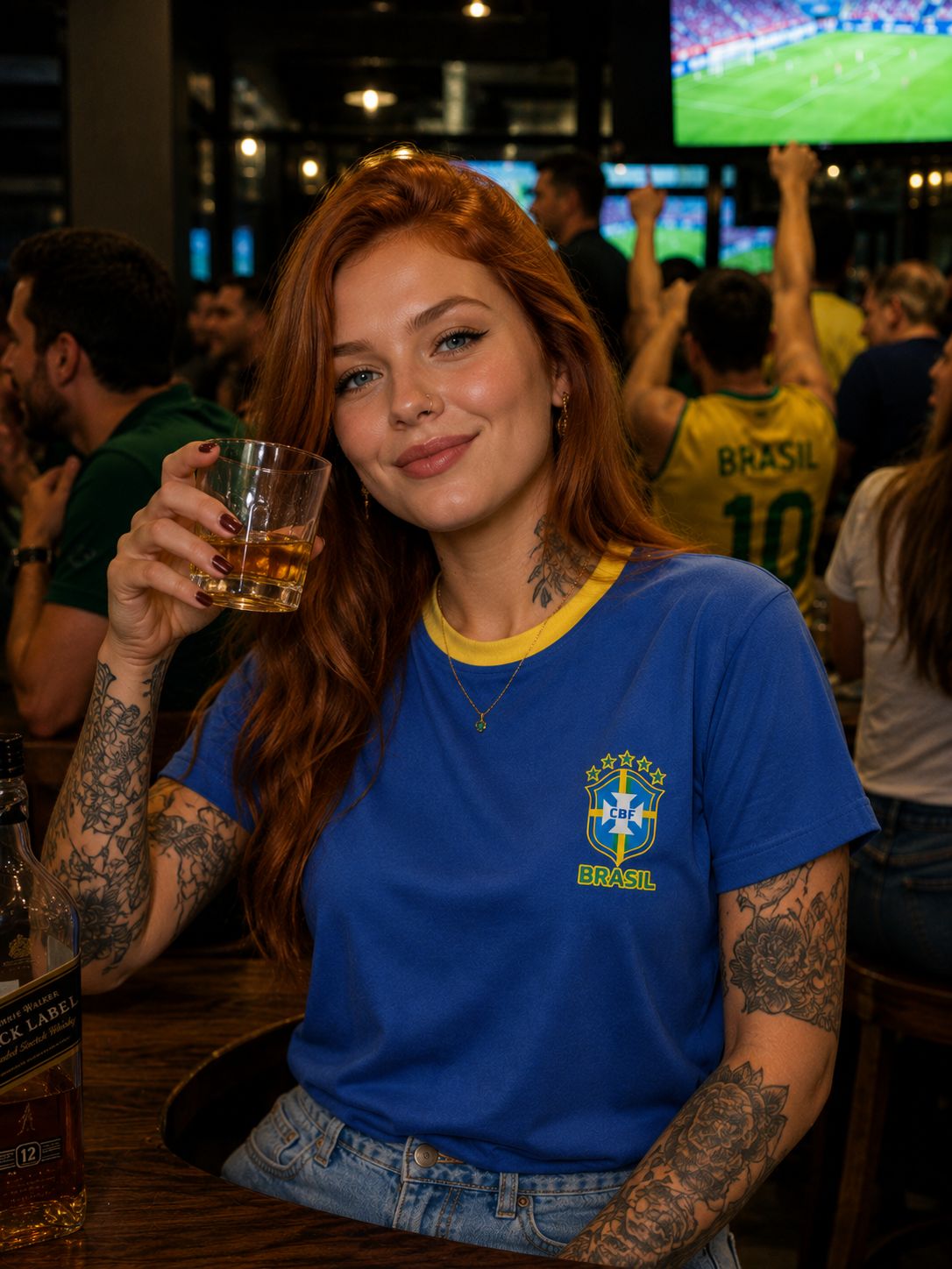 Camiseta Brasil Dry Fit Amarela e Azul | Copa | Brasão em DTF