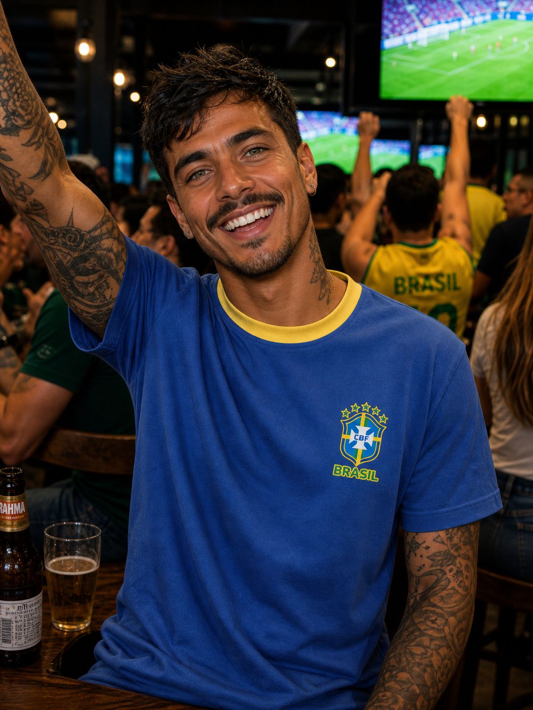 Camiseta Brasil Dry Fit Amarela e Azul | Copa | Brasão em DTF