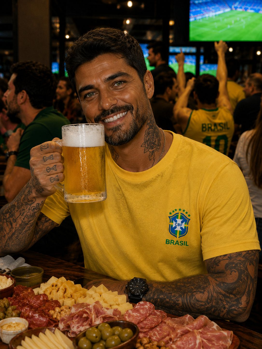 Camiseta Brasil Dry Fit Amarela e Azul | Copa | Brasão em DTF