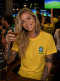 Camiseta Brasil Dry Fit Amarela e Azul | Copa | Brasão em DTF