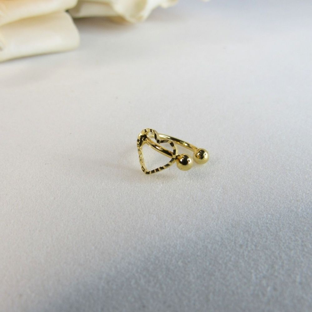 Piercing Fake com Coração Banhado em Ouro 18k