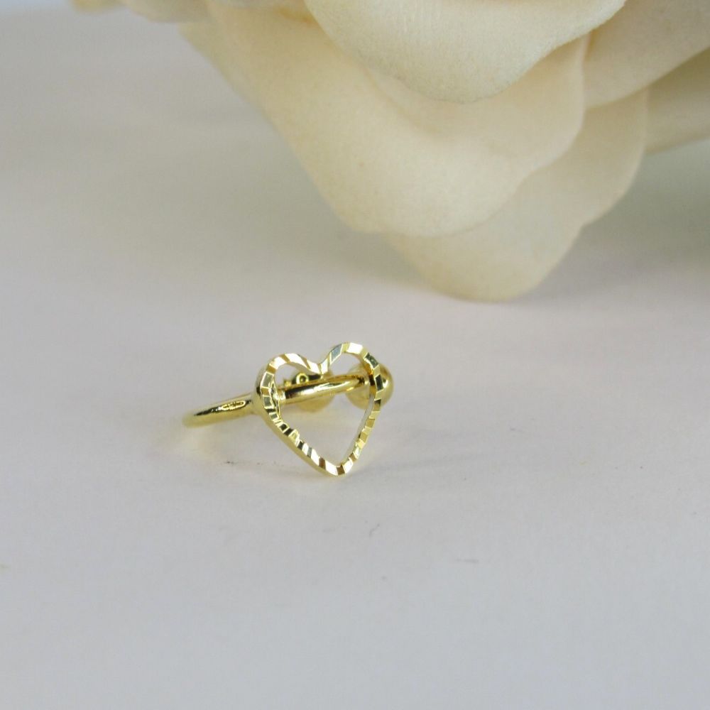 Piercing Fake com Coração Banhado em Ouro 18k