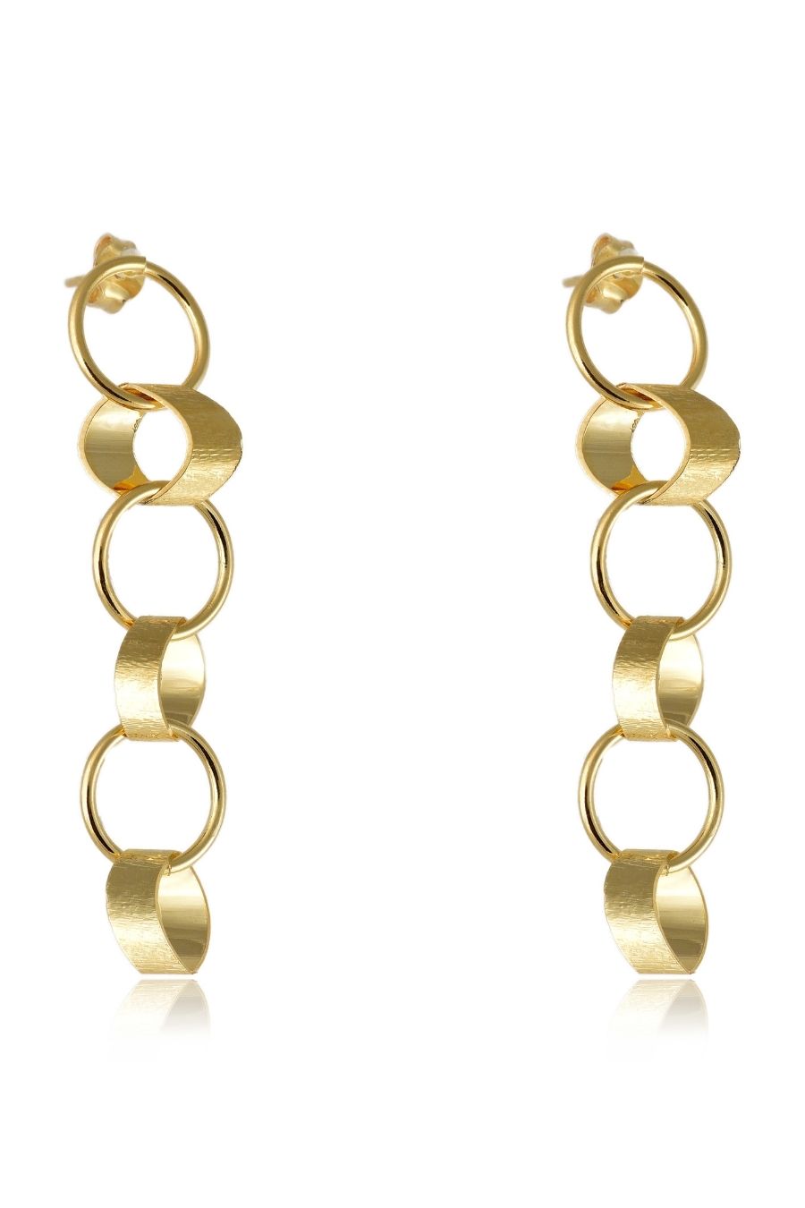 Brinco Grande de Círculos Interligados Banhado em Ouro 18k